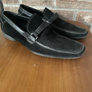Kenneth Cole Big Band Suede Loafers Men's 7.5M Black Slip On Dress Shoes